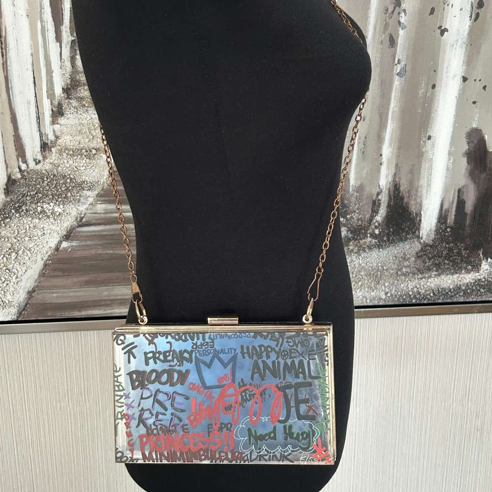 Graffiti Love Clear Acrylic Hard Case Crossbody Purse